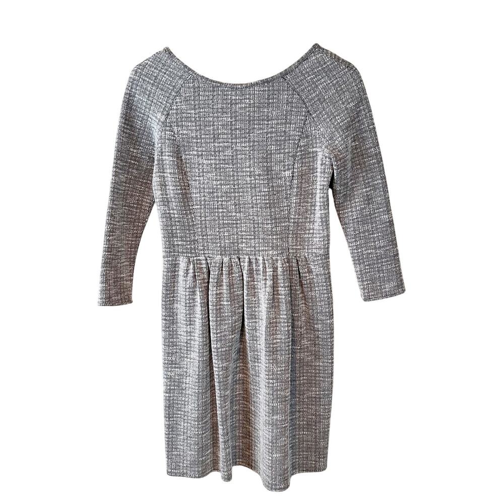 Tibi New York Tweed Knit Sheath Dress Long Sleeve Scoop Neck Zipper Back Size 6